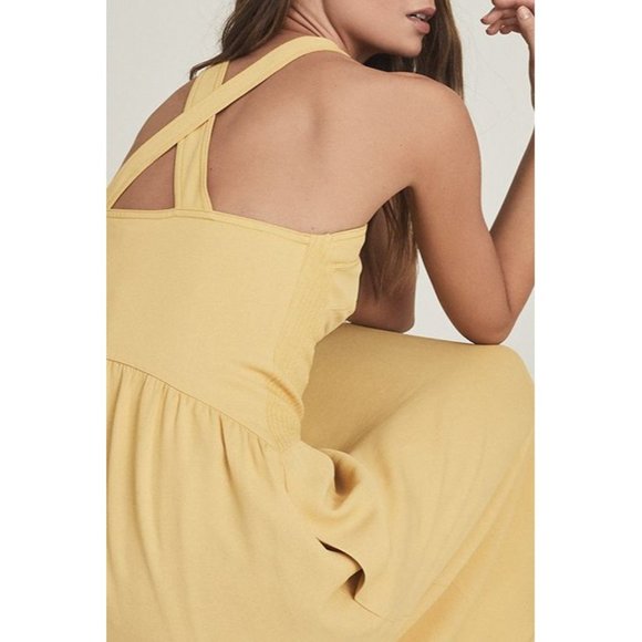 🆕REISS Orla Halter Midi Dress Yellow 10 - Picture 5 of 15